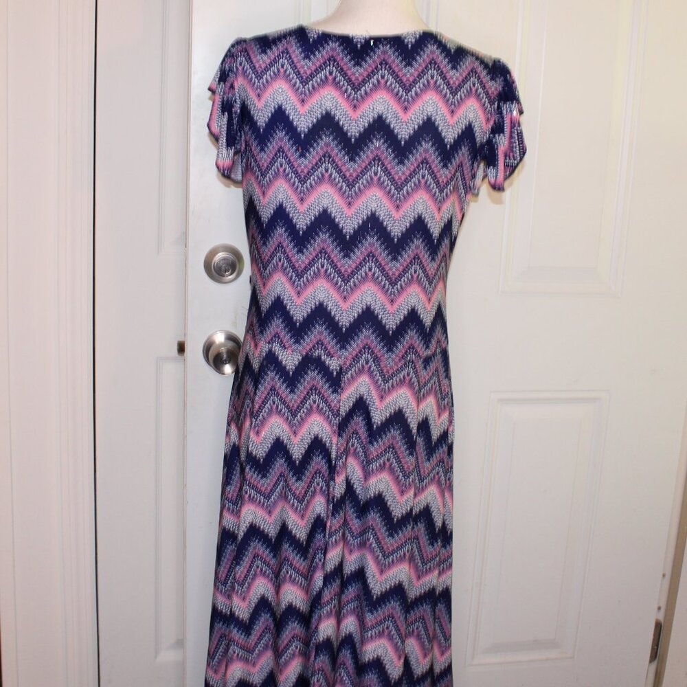 YUNA Knit Dress, Blue Dusty Pink Sparkles Flutter Sleeves, Size L/XL, - Picture 6 of 8